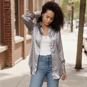 NWT AndTheWhy Downtown Glow Checkered Top Large